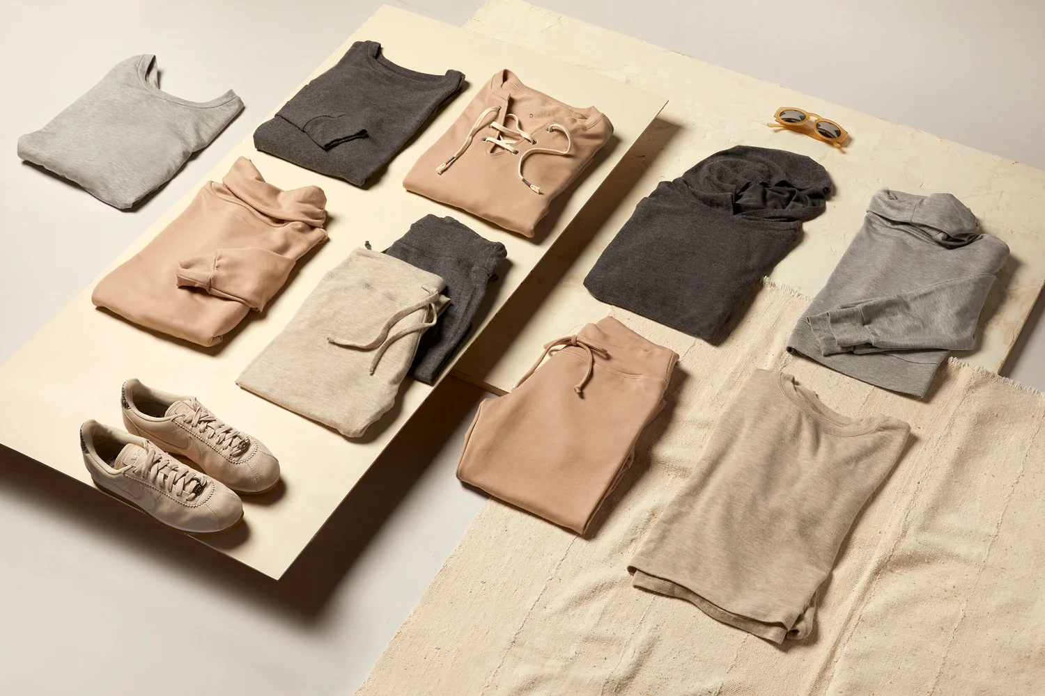 Beyond Yoga neutrals flat lay