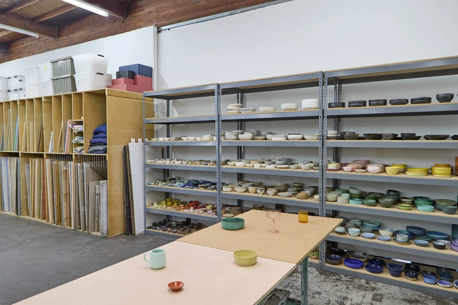 Prop house shelves of ceramics