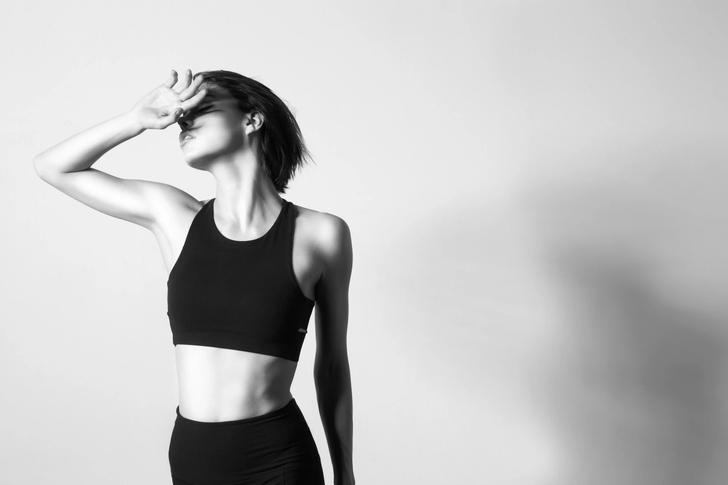 Black-and-white athletic portrait